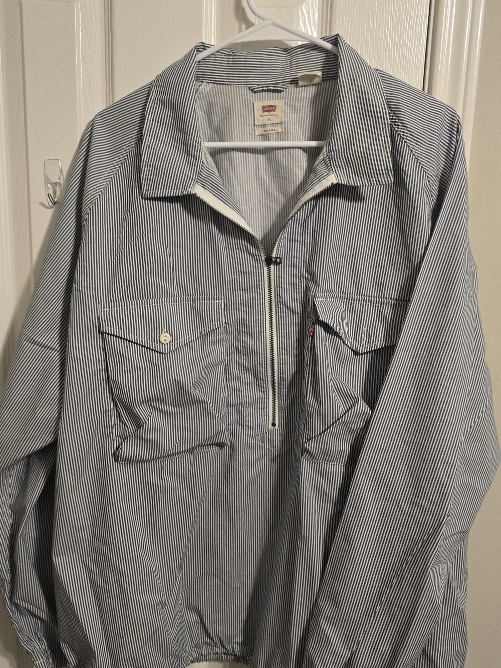 Levi's Vintage Railroad Stripe Half Zip Windbreaker Pullover XL - Picture 1 of 6